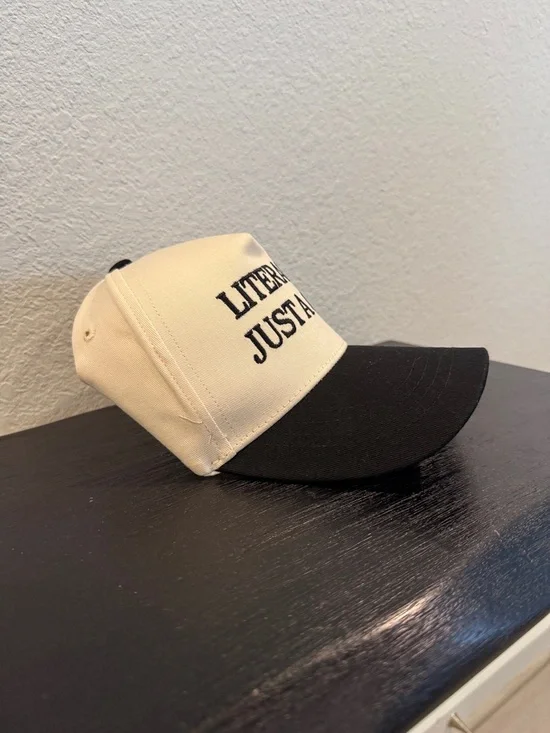 Cream & Black 'Literally Just A Girl' Baseball Cap - Picture 2 of 3